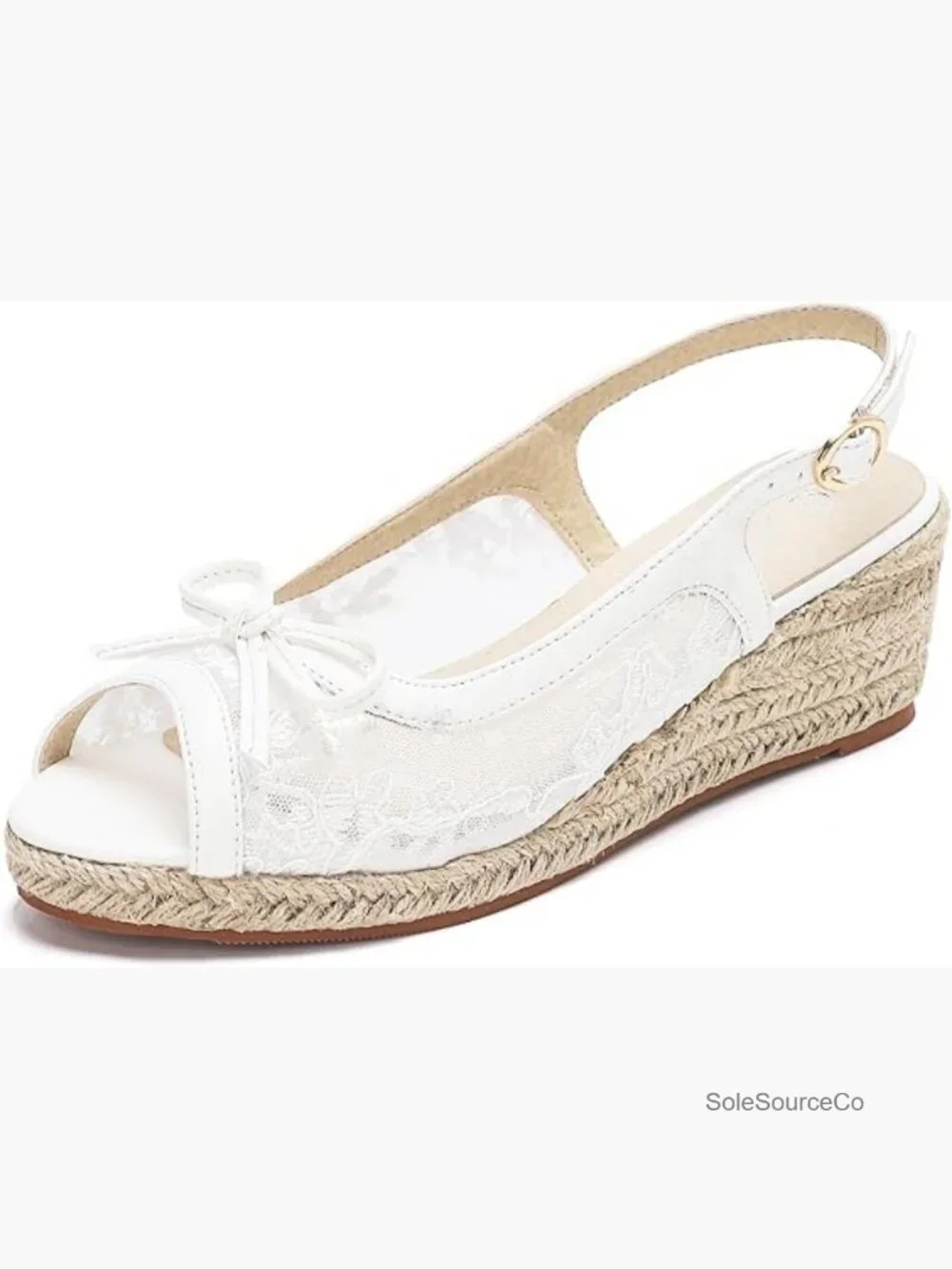 Women's Lace Wedge Espadrille Platform Sandals Slingback Heels